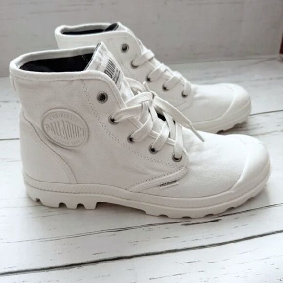 Palladium White Chunky Lug Sole Y2K High Top Vegan Combat Boots Sneakers Shoes - Picture 9 of 16